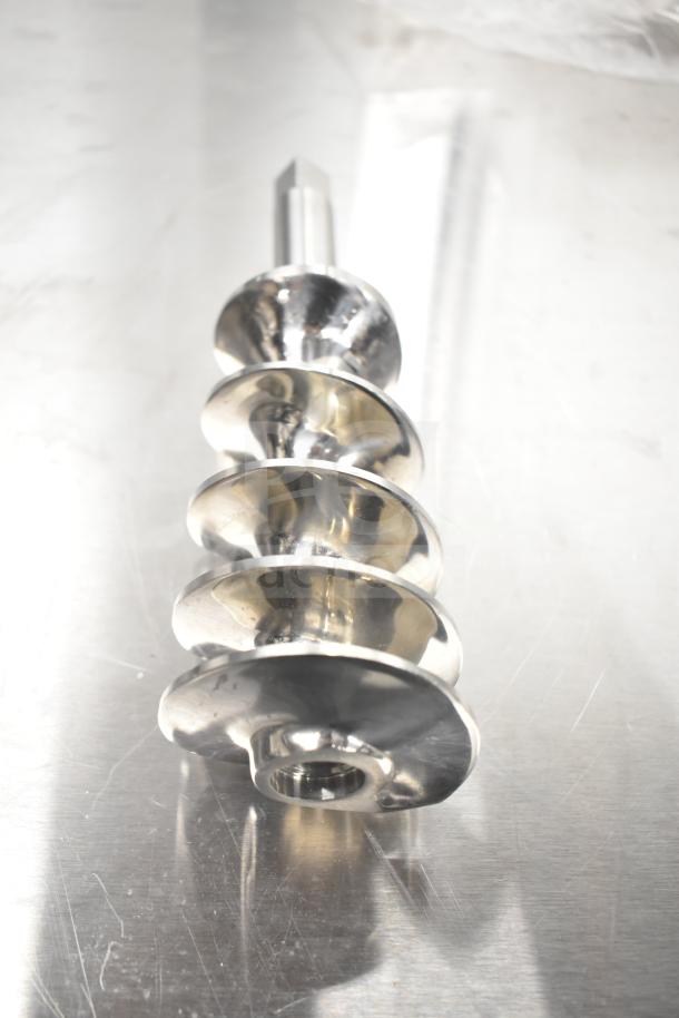 Brand new Avantco 177PMG225 auger in polished metal; part of a scratch and dent auction lot.