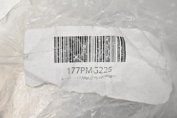Barcode label on plastic packaging for Avantco 177PMG225 Auger, new condition despite scratch and dent.
