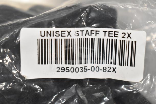 "Unisex Staff Tee 2X" packaging with barcode 2950035-00-82X, part of 7 brand new scratch and dent items for auction.