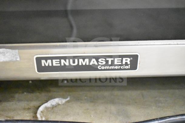 2021 Menumaster MFS18TS commercial countertop microwave, stainless steel, 208/240V, 1 phase, Menumaster logo visible.