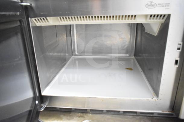 2021 Menumaster MFS18TS Commercial Microwave Oven, 208/240 Volts, 1 Phase, clean interior, stainless steel finish.