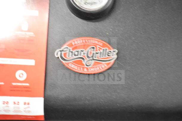 Char-Griller CG30282925 FlexFuel combo grill, black, featuring liquid propane and charcoal options, model badge visible.