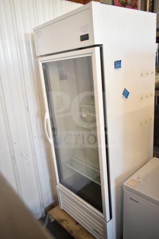 2021 True TSCI-600R-G-PH Commercial Single Door Reach-In Cooler, glass door, white exterior, 115V, great condition.