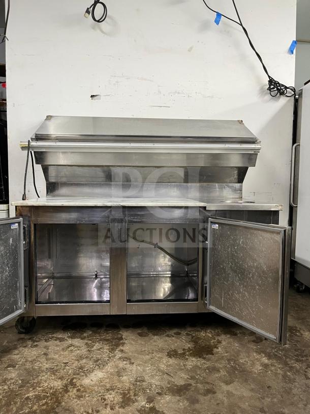 Marsal & Sons refrigerated pizza prep table, stainless steel, dual open doors, used condition, model "pizza prep."