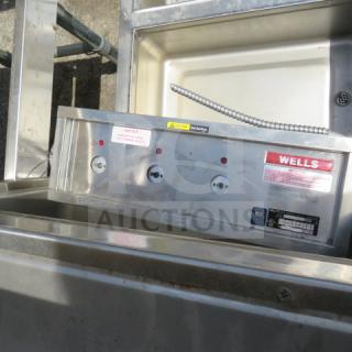 Wells MOD300TDM 3 Well Drop In Hot Food Well, stainless steel, 208-240V, with control panel and labels visible, 43x24x10 inches.