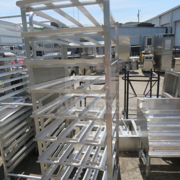 Winholt Aluminum 10lb Can Rack, Model CR1620, 25x34x70 inches, sturdy structure, suitable for commercial use.