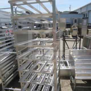 Winholt Aluminum 10lb Can Rack, Model CR1620, 25x34x70 inches, sturdy structure, suitable for commercial use.