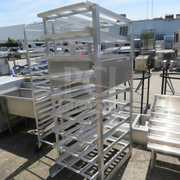 Winholt Aluminum 10lb Can Rack, Model CR1620, 25x34x70 inches, excellent condition, durable shelving for efficient storage.