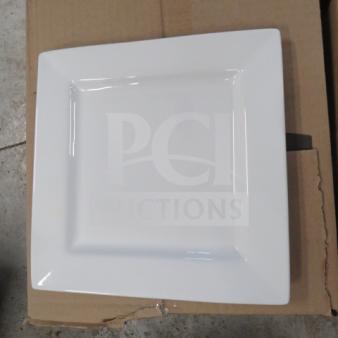 9-inch World square plate, model SL-9. White ceramic, pristine condition, sleek design. Suitable for dining or display.