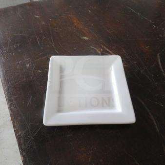 World SL-6 square plate, 6 inches, white ceramic, gently used, ideal for dining collections.