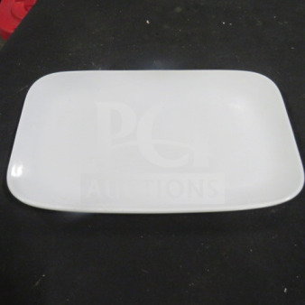Rectangular Blackwood BII melamine plate, 11.5x6.5 inches, white, smooth finish, item code 12XBID, excellent condition.