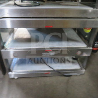 Nemco 2 Shelf Food Warmer, 120V, stainless steel, 30x19.5x1.5 inches, excellent condition, visible power cord, brand label.