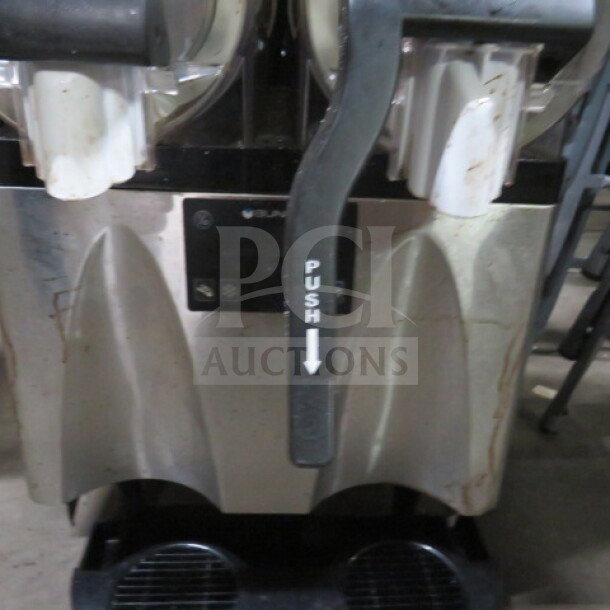 Bunn ULTRA 2 Gourmet Slushie Machine, 120V, stainless steel exterior, used condition, visible control panel, push handle.