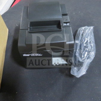 New Star TSP100 thermal printer, black, includes power cord, unopened packaging. Model# TSP100 clearly visible.