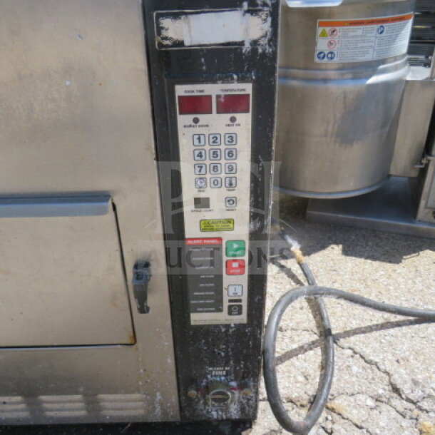 One Broaster VENTLESS Countertop Fryer, Model VF-3i, 120/208 Volt, shown with control panel, pre-owned, 22.5x23x27 inches.