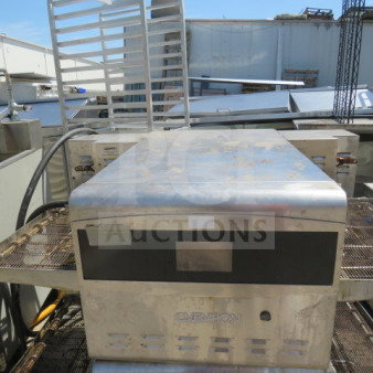 Ovention electric conveyor oven, countertop model, 46x37x16.5 inches. Good condition, operational when removed.