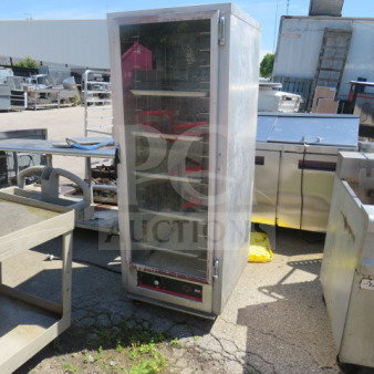 Carter Hoffman HL3-18-33 Heat and Hold on casters, 120V, stainless steel, multiple shelves, size 26.5x31x70.5 inches.
