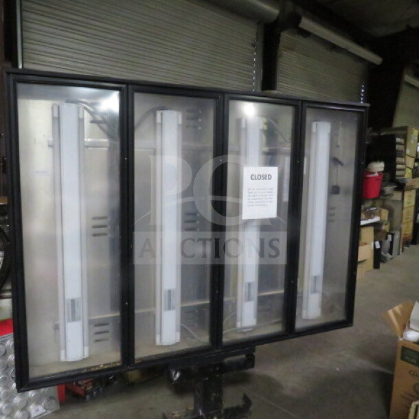 One Drive Thru LED menu system with 77x14x74 menu board. Includes ViewSonic monitor, 3 HME AC50 headsets, HME TSP60 intercom timer, and HME BASE 6200.