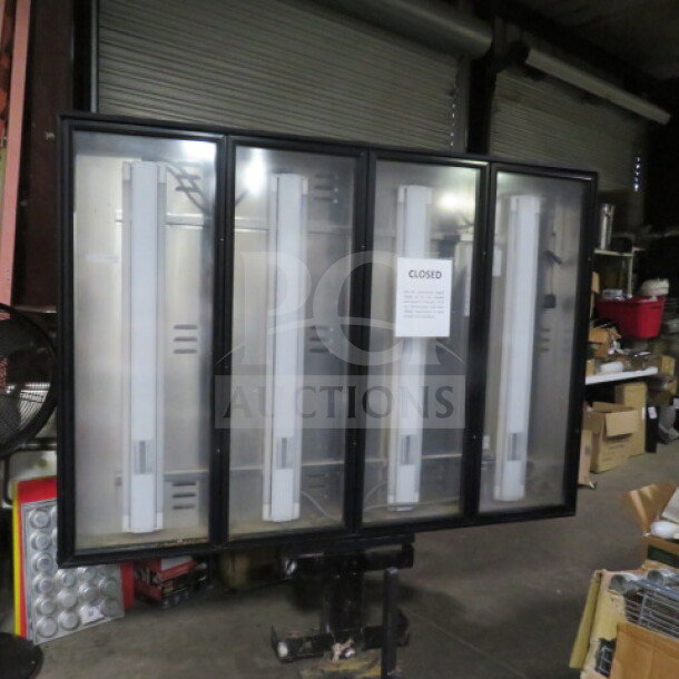 One Drive Thru LED Menu System with 77x14x74 menu board, View Sonic VA2246mh monitor, 3 HME AC50 headsets, HME TSP60 timer, and HME BASE 6200.