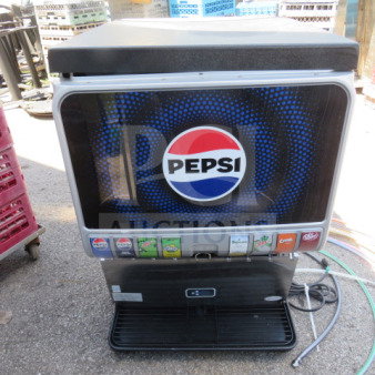 Cornelius 8 Flavor Soda Machine, model KIT-BASE-UNIT-ED175, 115V, with key, Pepsi branding, dimensions 24.5x30x39 inches.
