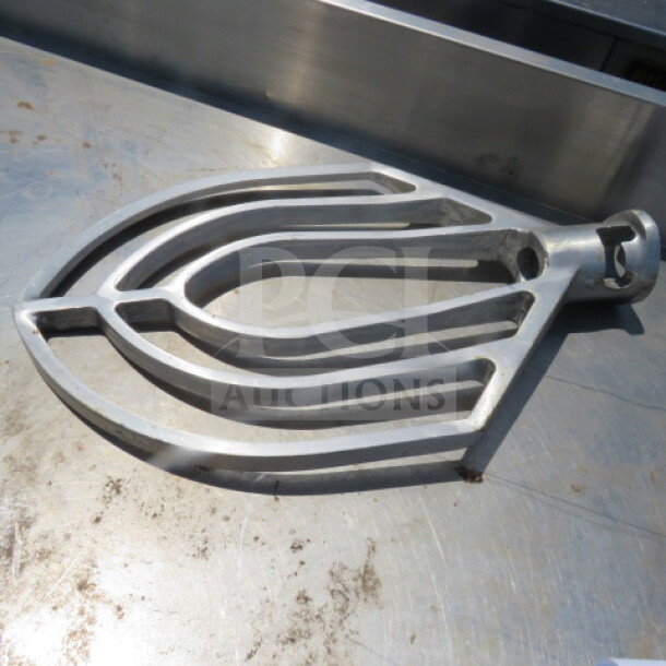 Stainless steel 60 quart mixing paddle, industrial design, used but in good condition.