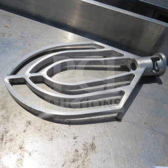 Stainless steel 60 quart mixing paddle, industrial design, used but in good condition.