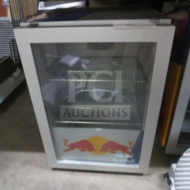 Vestfrost Red Bull countertop refrigerator, Model VC206490016, with 2 racks. Measures 16x17x22 inches, 115-120 volt.