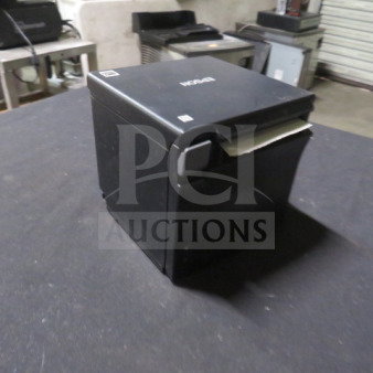 Epson Thermal Printer Model M335B, black, used condition, visible paper feed, Epson logo on top, suitable for retail environments.