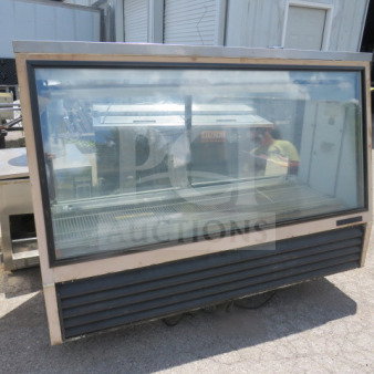 True display case, model TSID-72-2. Measures 73x30x49.5 inches. 115V, glass front, metal frame, moderate wear.