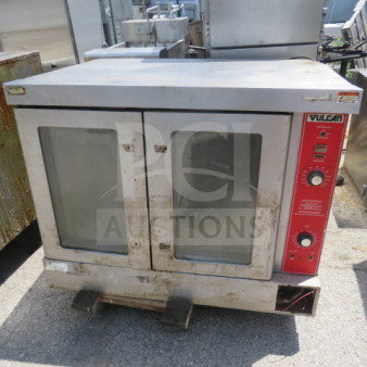 Vulcan Natural Gas Convection Oven, Model VC4GD, 40x31x32 inches, visible wear, no handles, control panel on right side.