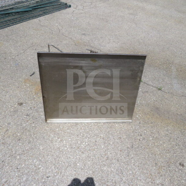 Ecolab stainless steel dishwasher side table, 25x21 inches, used condition, sturdy construction.