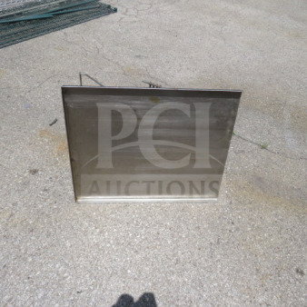 Ecolab stainless steel dishwasher side table, 25x21 inches, used condition, sturdy construction.