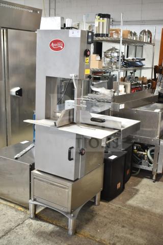 Brand new Avantco 177EMBS94SS 94" stainless steel vertical band meat saw. Floor model; 220/240V, 3 Phase.