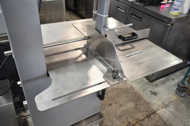Brand new Avantco 177EMBS94SS commercial 94" stainless steel vertical band meat saw, scratch and dent condition, 220/240V, 3-phase.