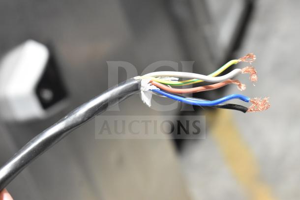 Electrical wire with frayed ends, part of a BRAND NEW SCRATCH AND DENT Avantco 177EMBS94SS Commercial Meat Saw.