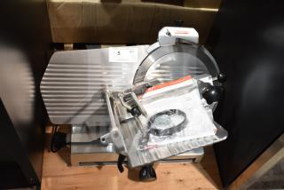 Brand new Avantco ASM0013 13" meat slicer, medium-duty, automatic with manual use option, blade sharpener included.