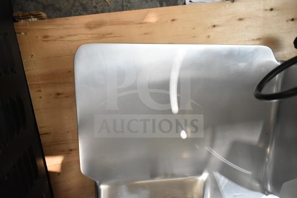 Alt text: Avantco ASM0013 13" automatic meat slicer, stainless steel surface, new condition, includes manual option and blade sharpener.