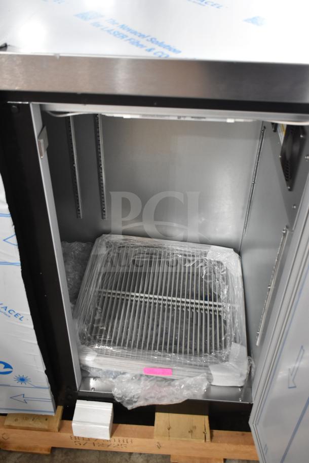Brand new 2024 Beverage Air BB48HC-1-B-27, 48" black solid door back bar refrigerator. Scratch and dent, 115V, 1 phase.