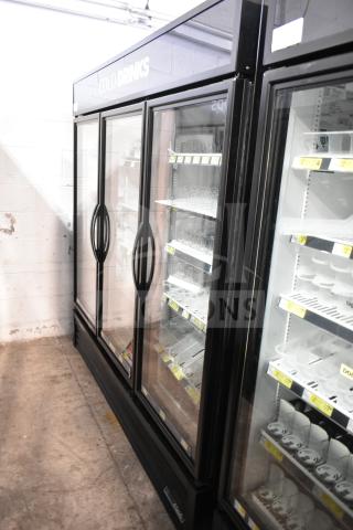 2019 True GDM-72-HC 3-door reach-in cooler merchandiser, 115 volts, great condition, glass doors, adjustable shelves.