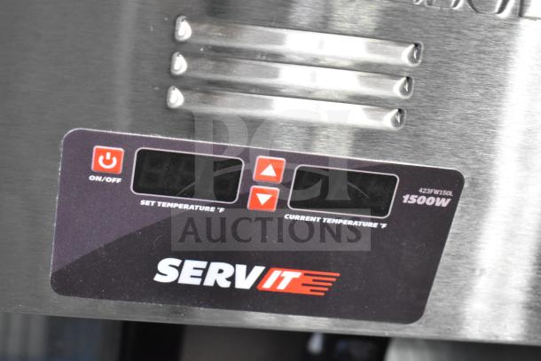 BRAND NEW ServIt 423FW150L electric countertop food warmer, digital controls, 12" x 27", 1500W, minor scratches.