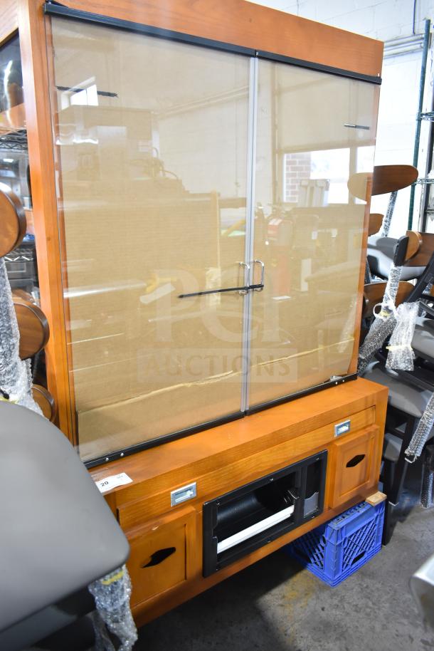 Avantco Model 178HBB95HC wood pattern bakery display case, brand-new with minor scratches and dents, glass doors.