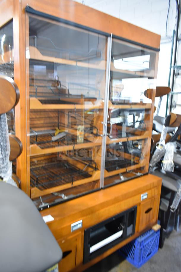 Avantco 178HBB95HC bakery display case, wood pattern, glass doors, brand new with minor scratches and dents.