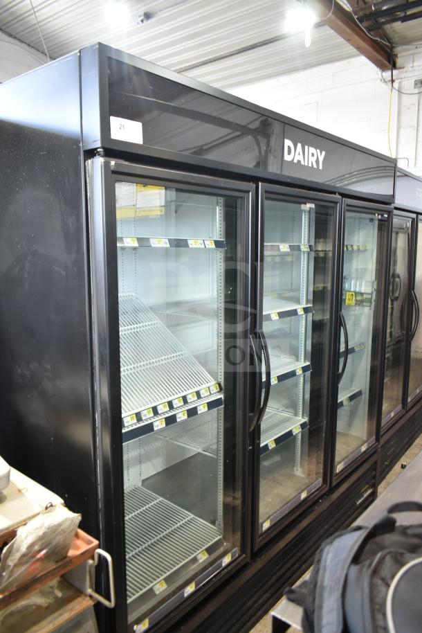 2019 True GDM-72-HC 3 Door Reach-In Cooler Merchandiser, black finish, 115V, 1 phase, clean condition, glass doors, shelving.