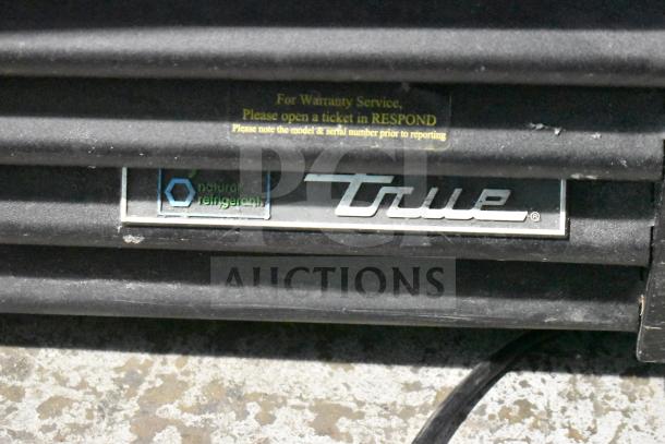 2019 True GDM-72-HC 3-Door Merchandiser Cooler, 115V, 1 Phase, visible True logo, and warranty instructions.