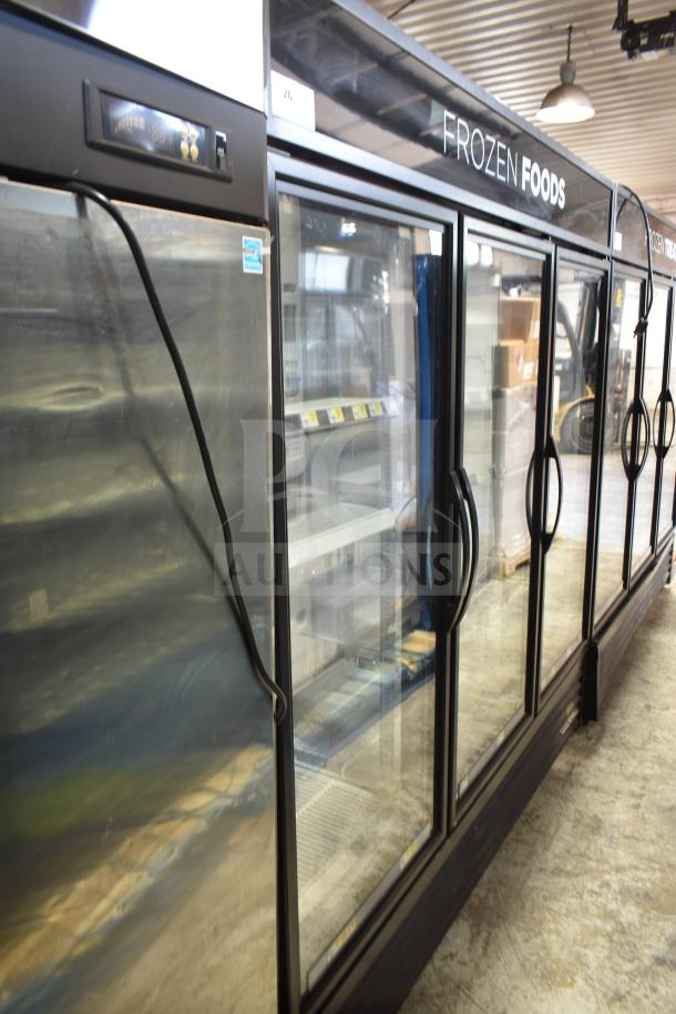 2019 True GDM-72F-HC 3-door commercial freezer merchandiser, black, glass doors, used, 115/208-230V, 1 phase.