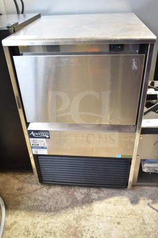 Brand new Avantco 194EUCH160A commercial ice machine, 44 lb. bin, 152 lb. capacity, 115V, 1 phase; minor scratches.