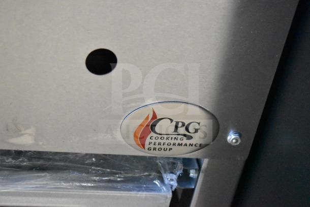 BRAND NEW CPG CPG-SP-18-N Natural Gas Stock Pot Range, 80,000 BTU, visible logo. Minor scratch, dent on metal surface.