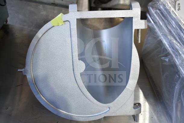 Avantco 177MX20DOOR front cover with feed chute, new condition, for MX20 series slicer and shredder attachments, silver.