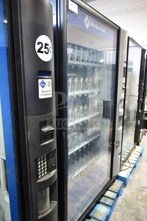 Crane 5800-4 commercial vending machine with bill acceptor, 115 volts, 1 phase, 25¢ display, asset ID label visible.