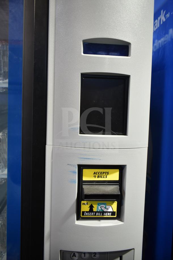Crane 5800-4 commercial vending machine with bill acceptor, 115 volts, 1 phase, includes “Accepts $1 Bills” label.